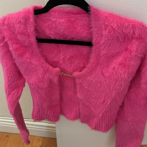 JACQUEMUS La Maille Neve cropped cardigan Pink size 36 NWOT - Picture 4 of 5